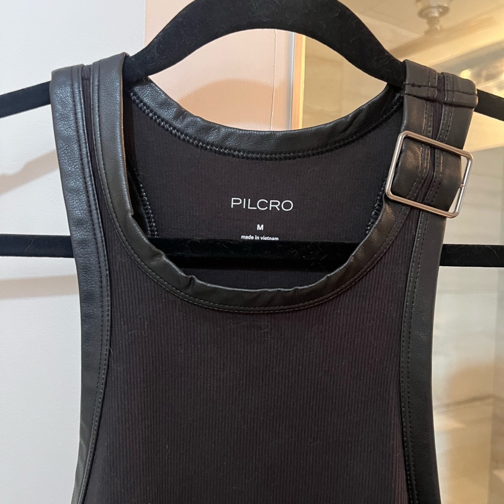 Anthropologie Black Asymmetrical Fitted Tank Top